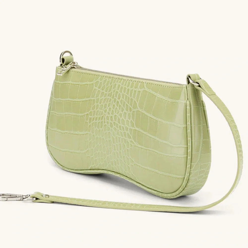 JW Pei Eva Shoulder Handbag - Sage Green Croc - Picture 3 of 10